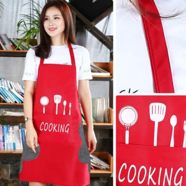 Kitchen Cooking Apron, Waterproof & Anti-Oil Polyester Kitchen Apron, Restaurant Apron for Chef Cooking